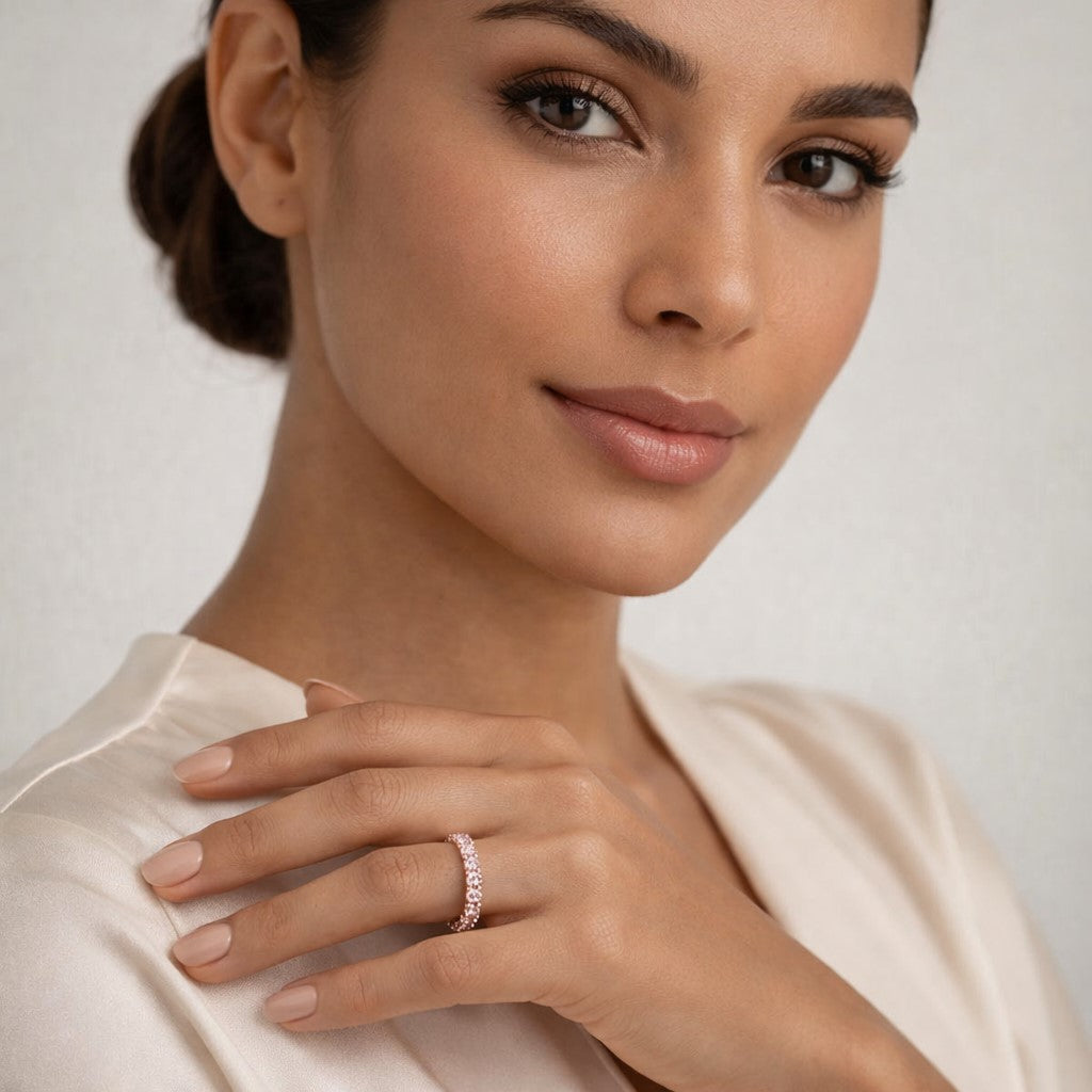 Rosavelle Pink Moissanite Eternity Ring