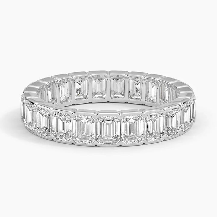 Emerald Cut Moissanite Eternity Ring