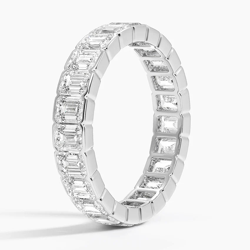 Emerald Cut Moissanite Eternity Ring