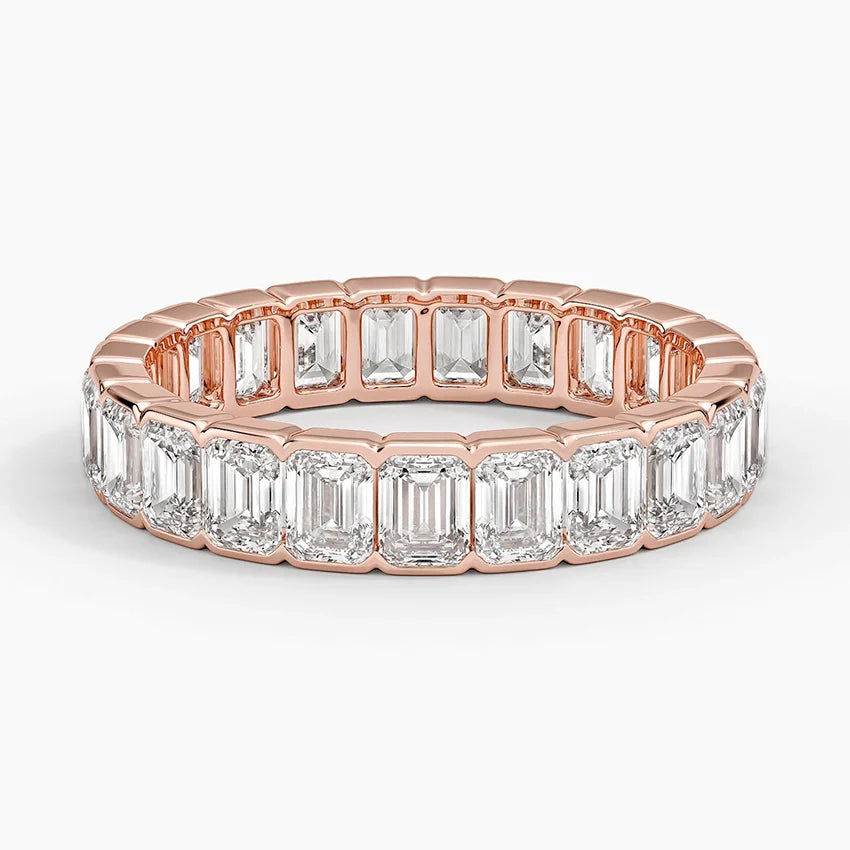 Emerald Cut Moissanite Eternity Ring