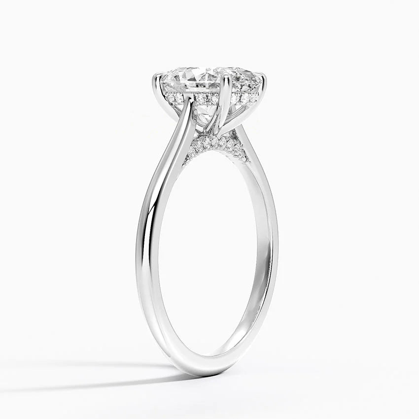 Oval Cut Moissanite Pavé Bridge Ring