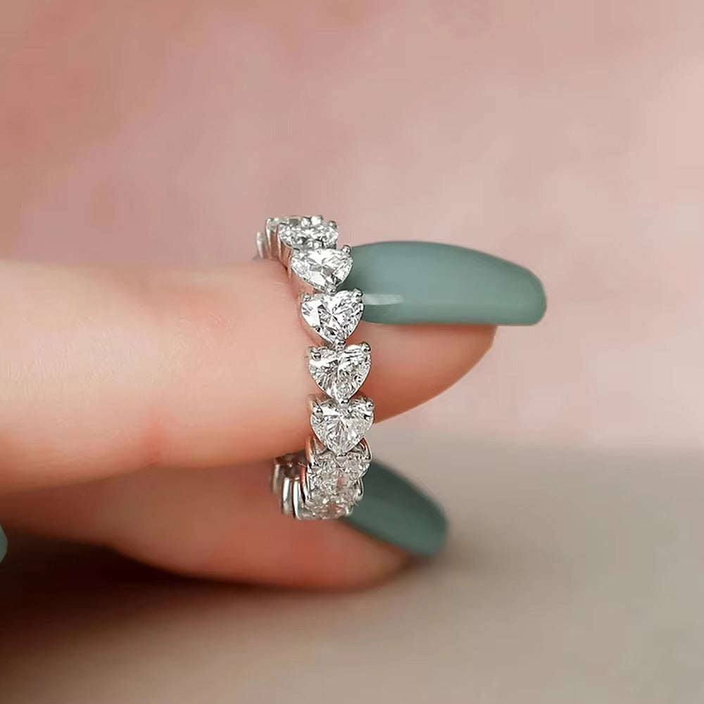 Heart-shape Moissanite Eternity Ring