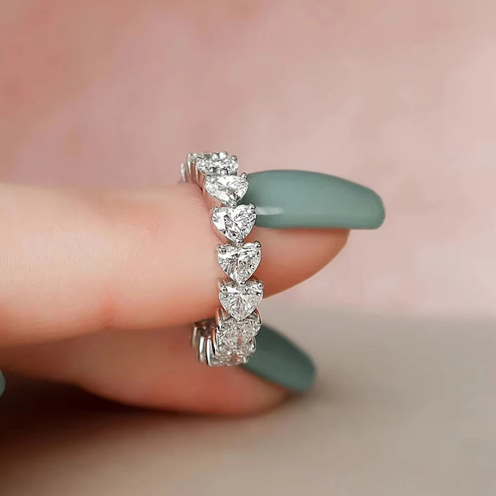 Heart-shape Moissanite Eternity Ring