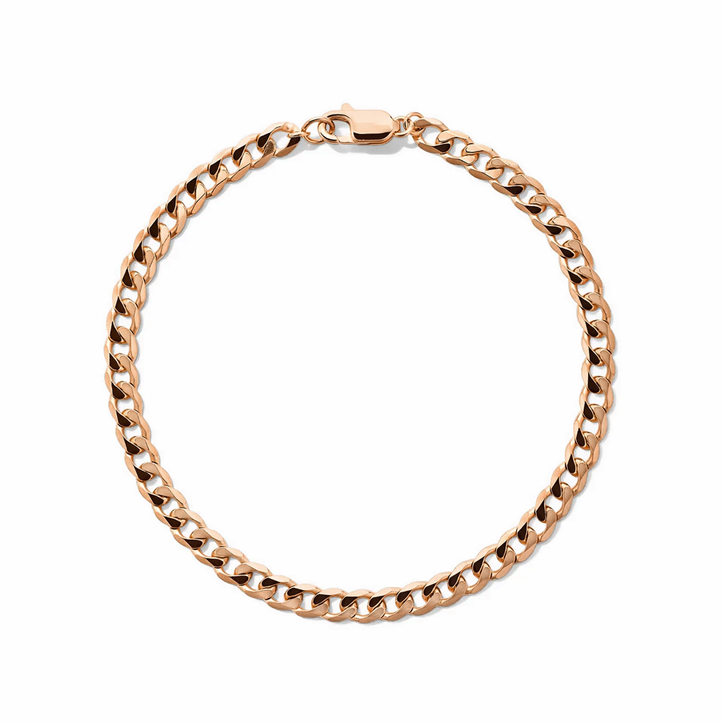 Flat Curb Link Unisex Bracelet Solid Gold