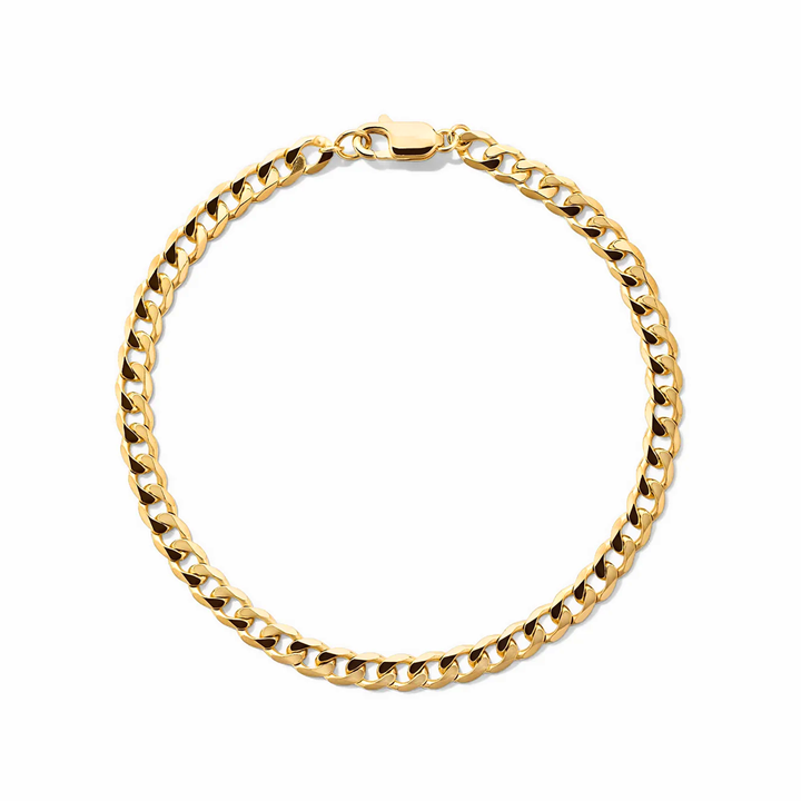 Flat Curb Link Unisex Bracelet Solid Gold