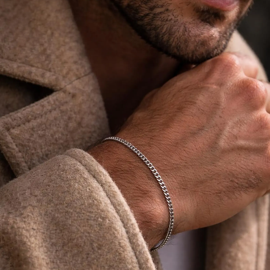 Flat Curb Link Unisex Bracelet Solid Gold