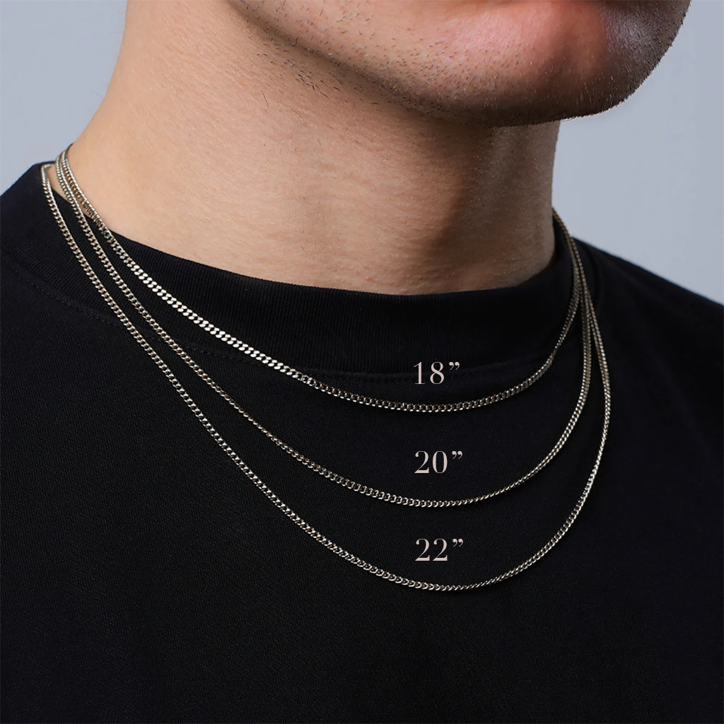 Flat Curb Link Unisex Necklace Solid Gold
