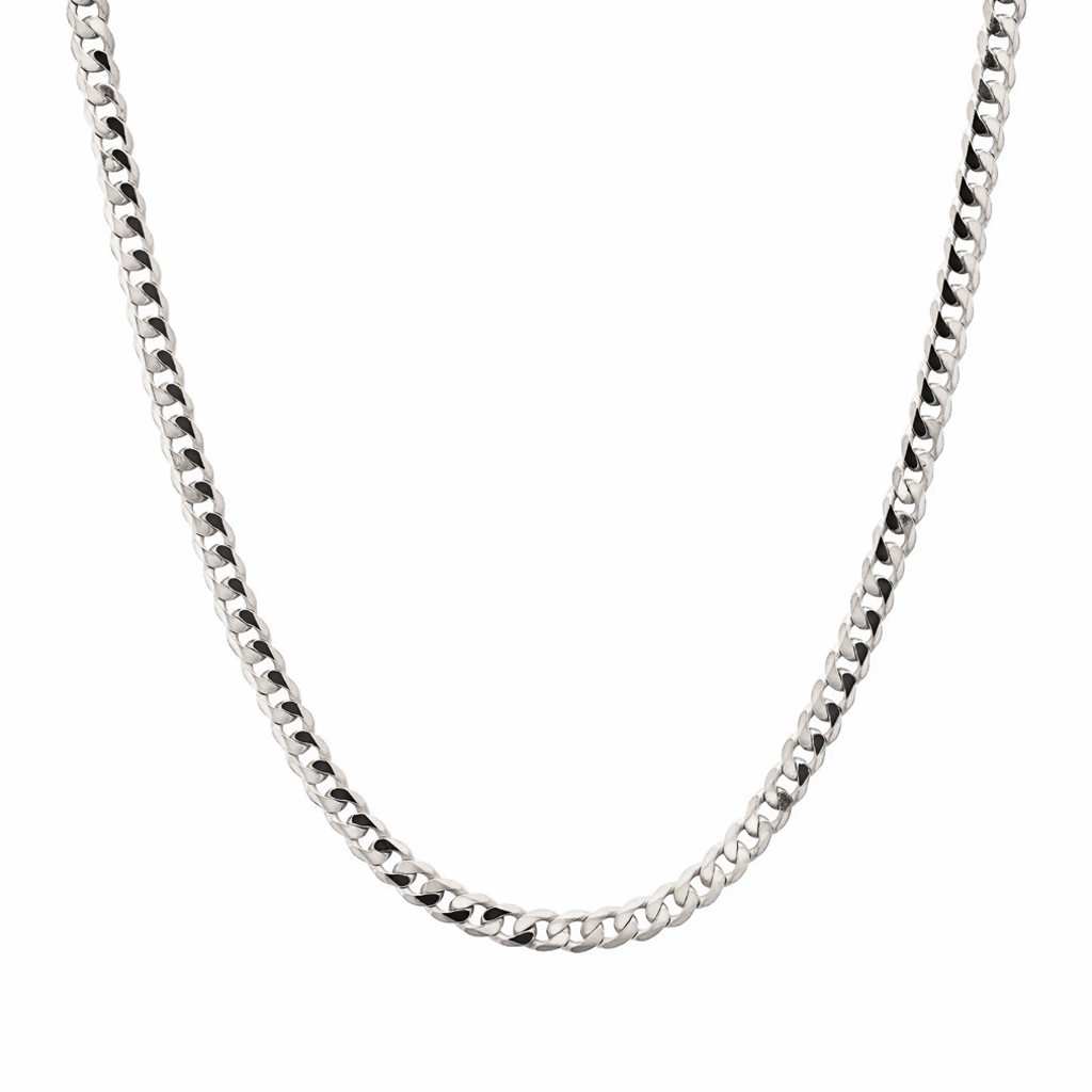 Flat Curb Link Unisex Necklace Solid Gold