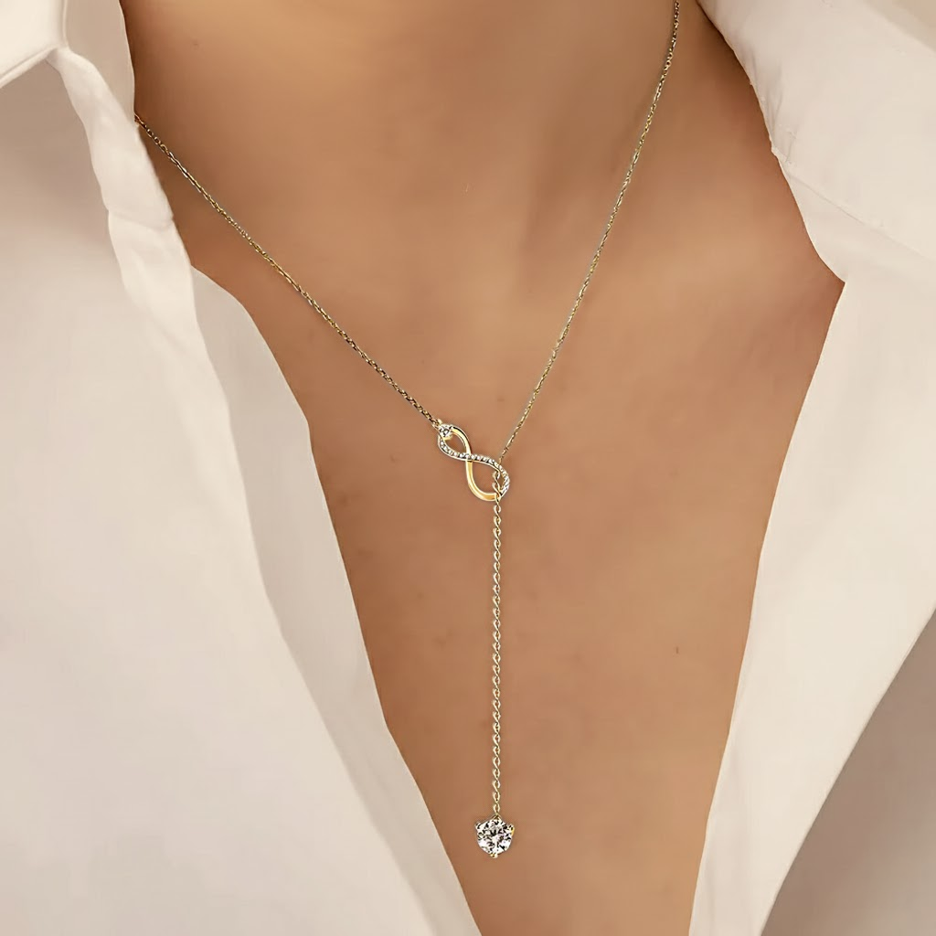 Infinity Round-Cut Moissanite Solitaire Necklace