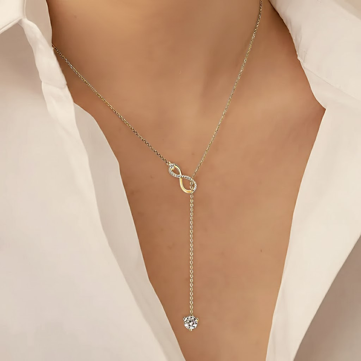 Infinity Round-Cut Moissanite Solitaire Necklace