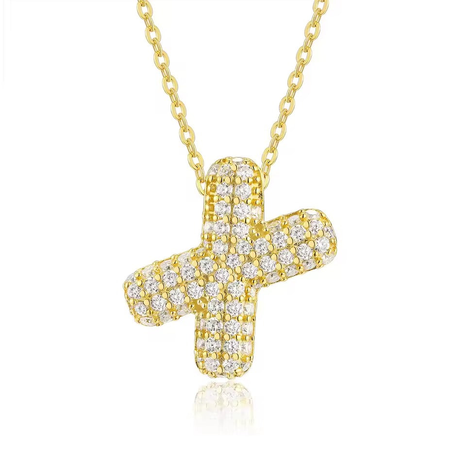 Bling Bubble Initial Letter Moissanite Necklace