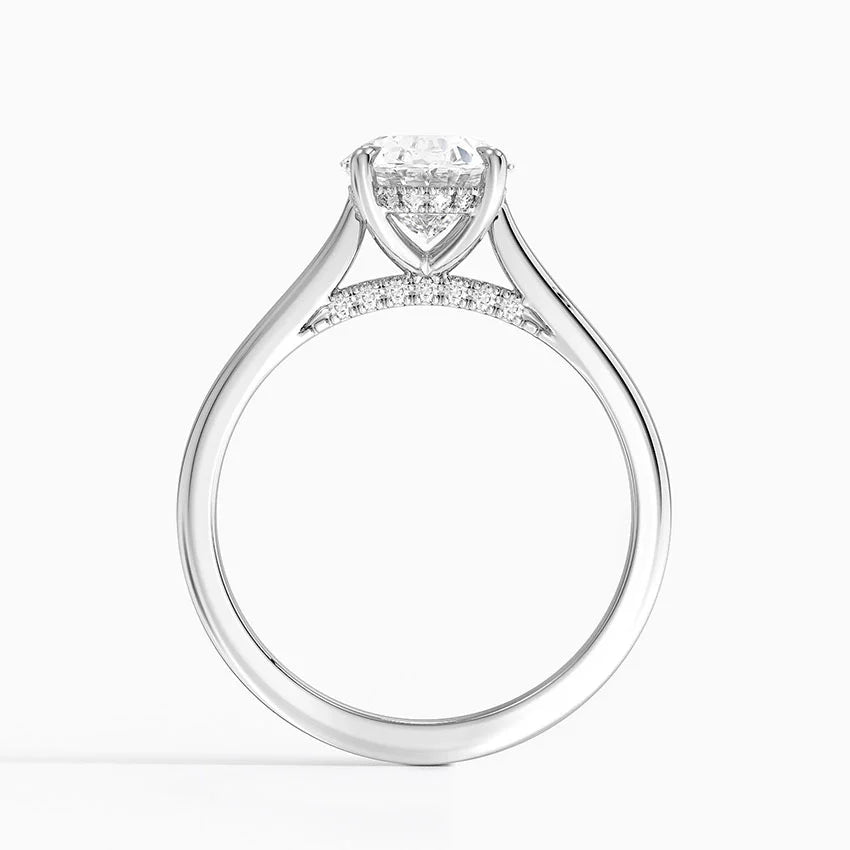 Oval Cut Moissanite Pavé Bridge Ring