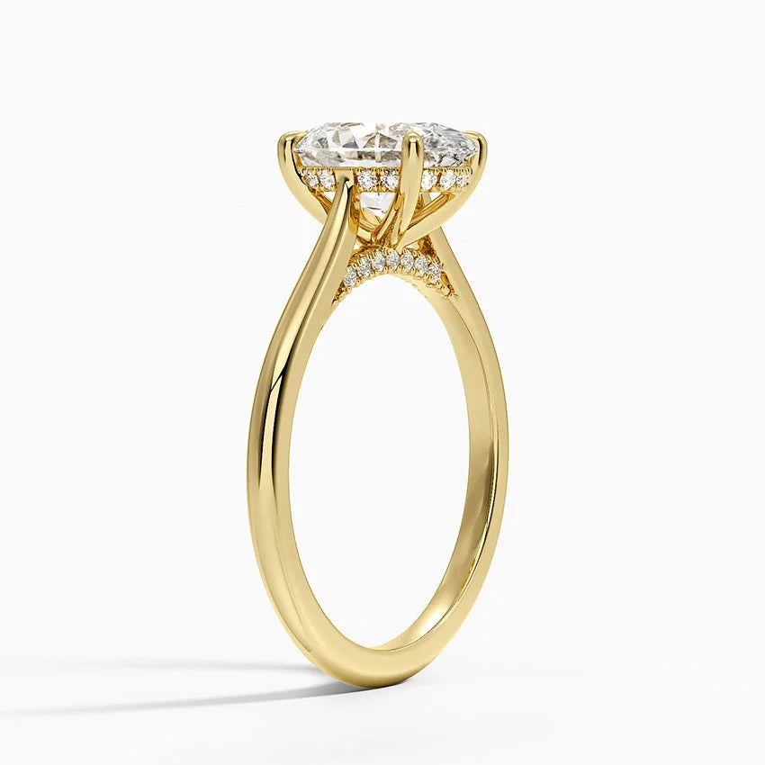 Oval Cut Moissanite Pavé Bridge Ring