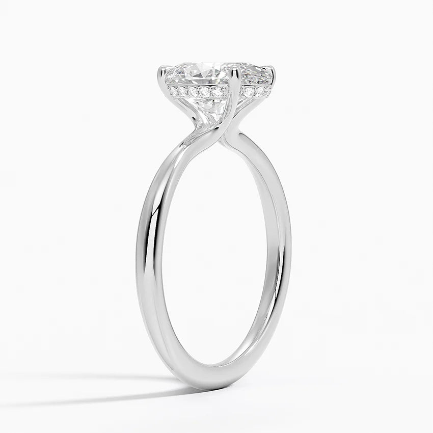 Oval Cut Hidden Halo Ring